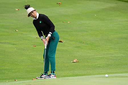 Ina Kim-Schaad plays her shot in the third annual The Farrell invitational, that was played September 27-29, 2024 at the Stanwich Club in Greenwich, Conn.