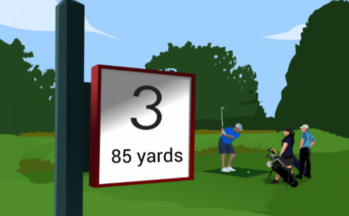 cartoon of a par 3 sign